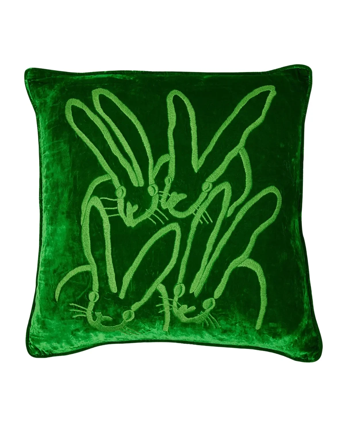 Hunt Slonem Hand Embroidered Velvet Decorative Pillow, 22" Square