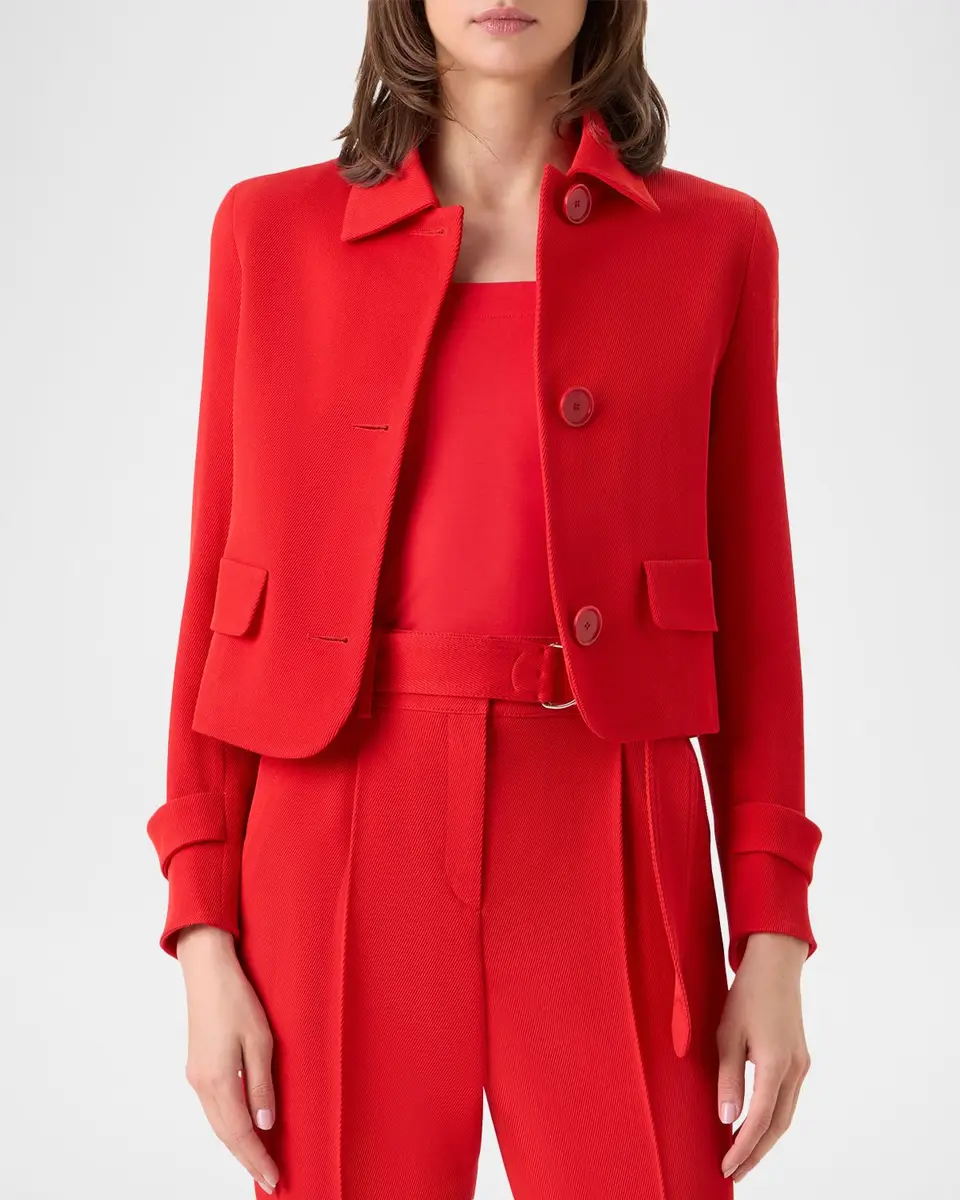 Akris punto Single-Breasted Wool Tricotine Boxy Jacket | Thumbnail 4