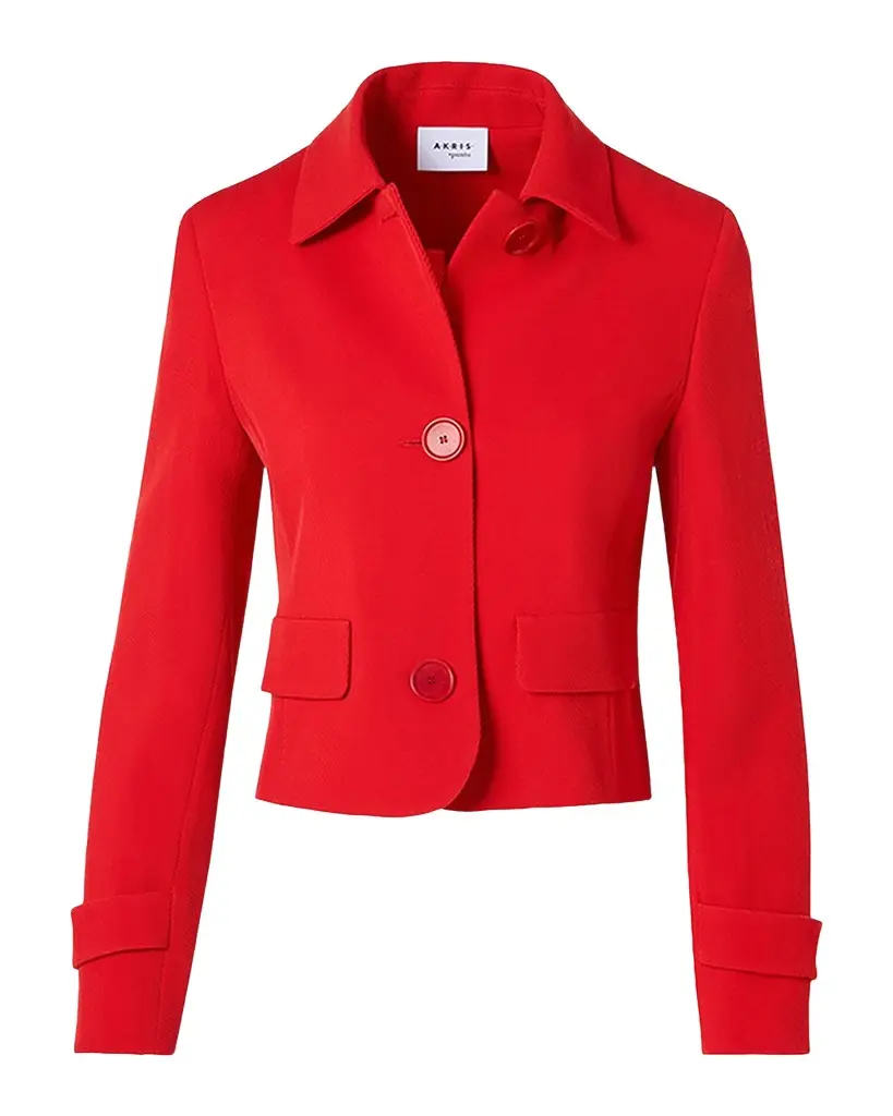 Akris punto Single-Breasted Wool Tricotine Boxy Jacket | Image 1 Akris punto Single-Breasted Wool Tricotine Boxy Jacket | Image 1