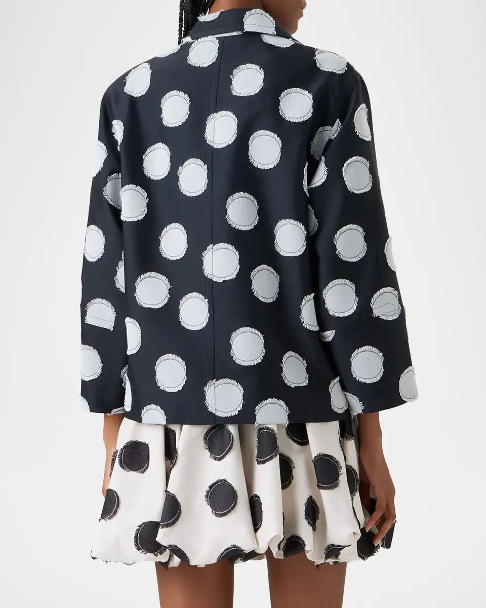 Akris punto Fringed Polka Dot Jacquard Oversized Jacket | Thumbnail 3 Akris punto Fringed Polka Dot Jacquard Oversized Jacket | Thumbnail 3
