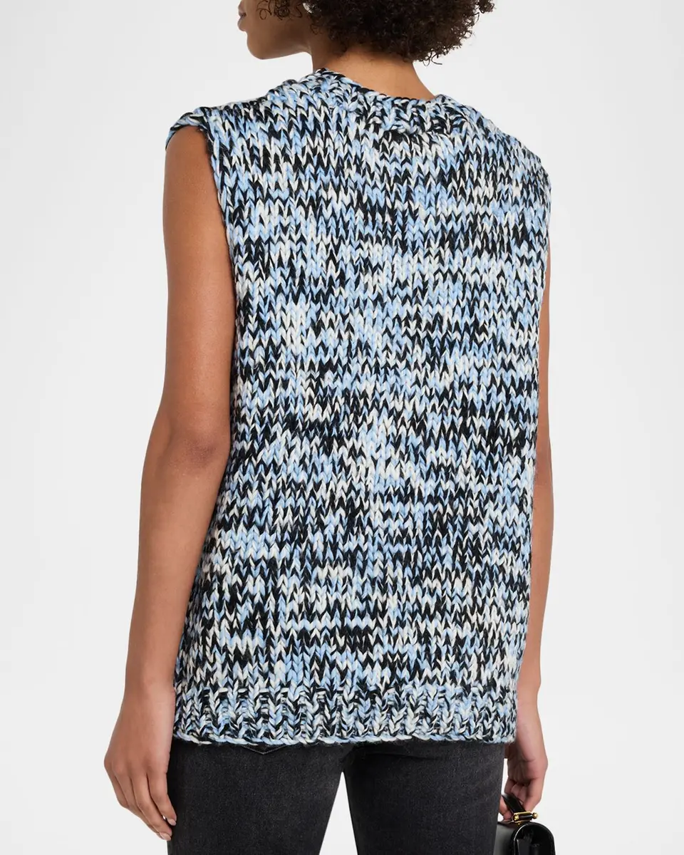 Ganni Sleeveless Hand-Knit Heavy Wool Sweater | Thumbnail 3