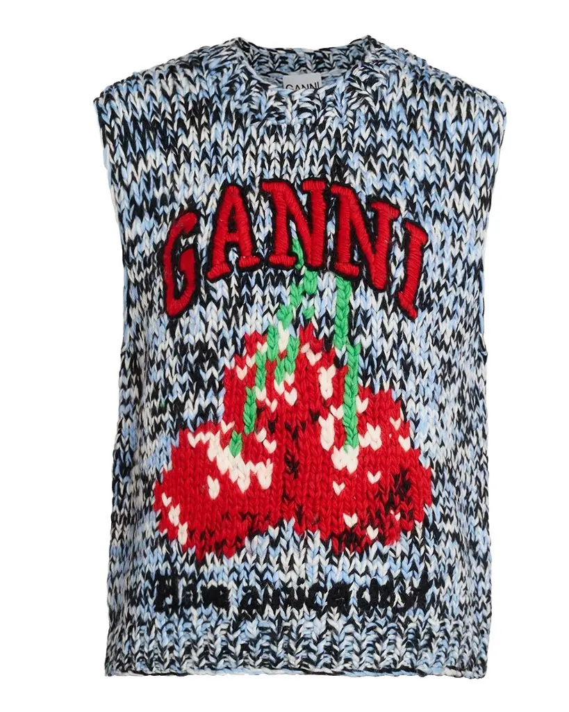 Ganni Sleeveless Hand-Knit Heavy Wool Sweater | Image 1 Ganni Sleeveless Hand-Knit Heavy Wool Sweater | Image 1