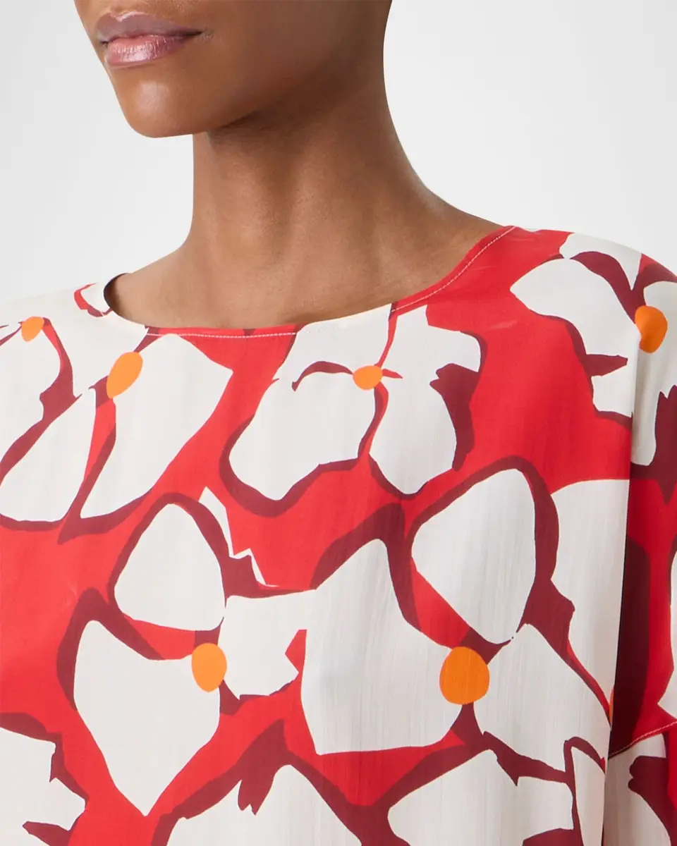 Akris punto Papercut Flower Print Viscose-Silk Crepe De Chine Blouse | Thumbnail 5