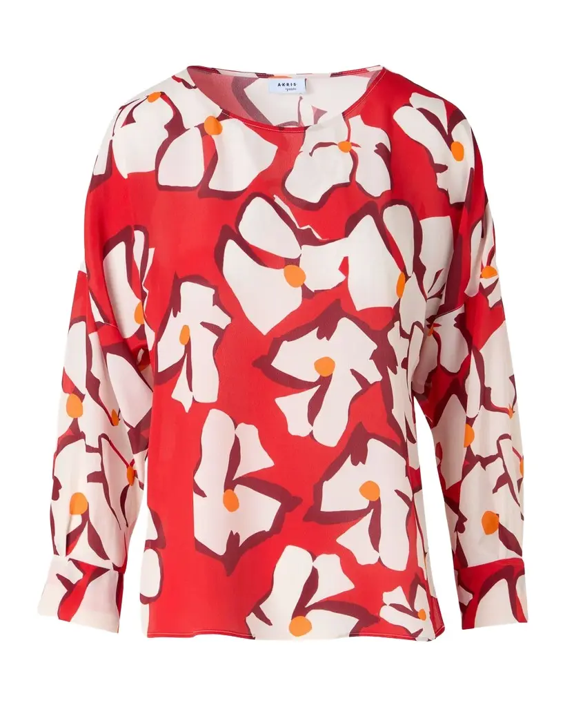 Akris punto Papercut Flower Print Viscose-Silk Crepe De Chine Blouse | Image 1 Akris punto Papercut Flower Print Viscose-Silk Crepe De Chine Blouse | Image 1