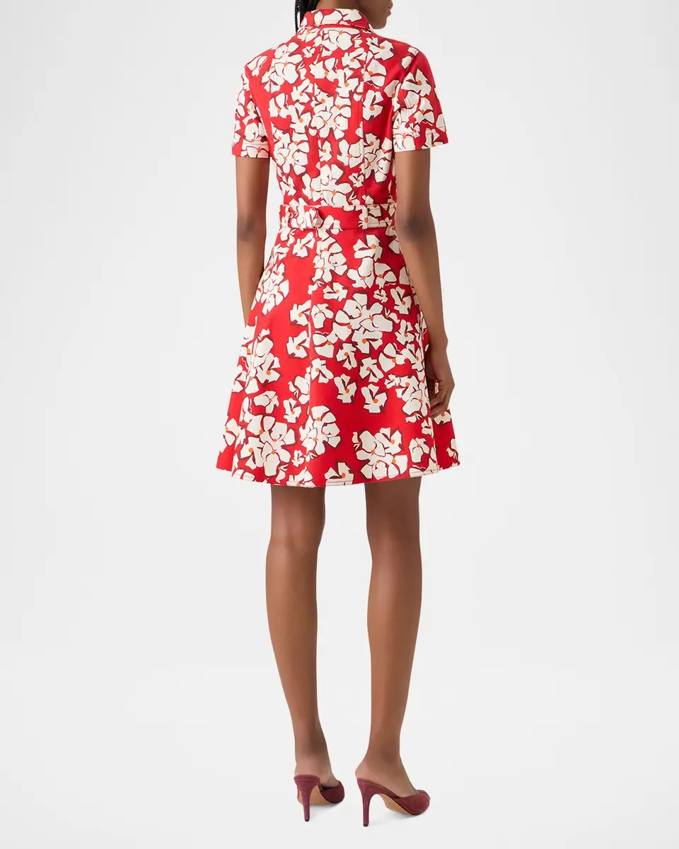 Akris punto Papercut Flower Print Denim Belted Shirtdress | Thumbnail 3 Akris punto Papercut Flower Print Denim Belted Shirtdress | Thumbnail 3