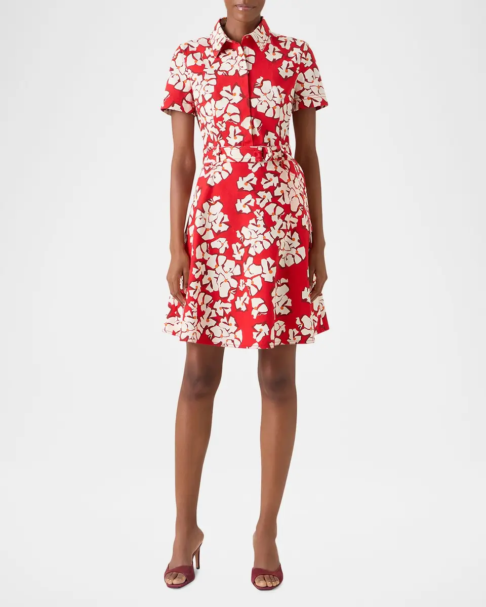 Akris punto Papercut Flower Print Denim Belted Shirtdress | Thumbnail 6 Akris punto Papercut Flower Print Denim Belted Shirtdress | Thumbnail 6