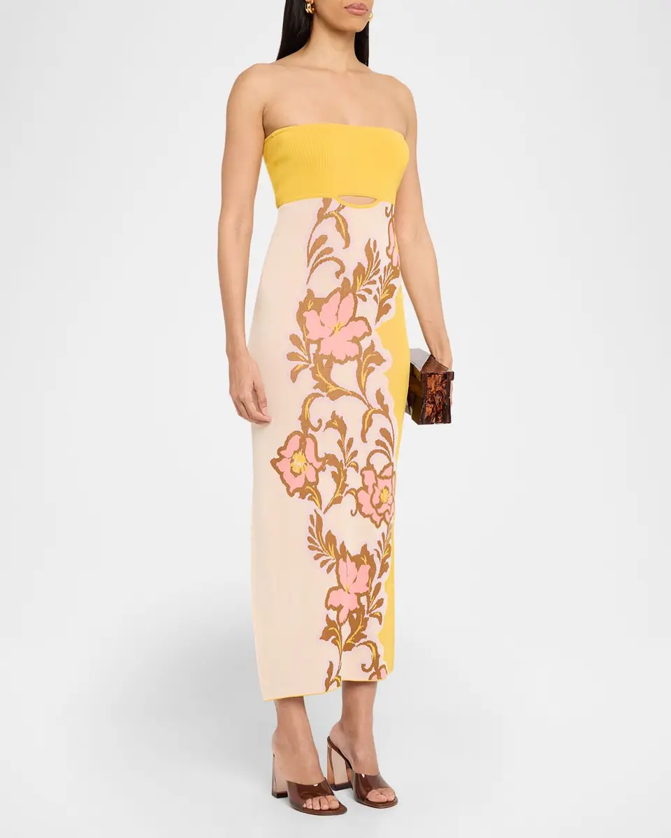 MISA Los Angeles Fletcher Floral Knit Strapless Dress | Thumbnail 4 MISA Los Angeles Fletcher Floral Knit Strapless Dress | Thumbnail 4