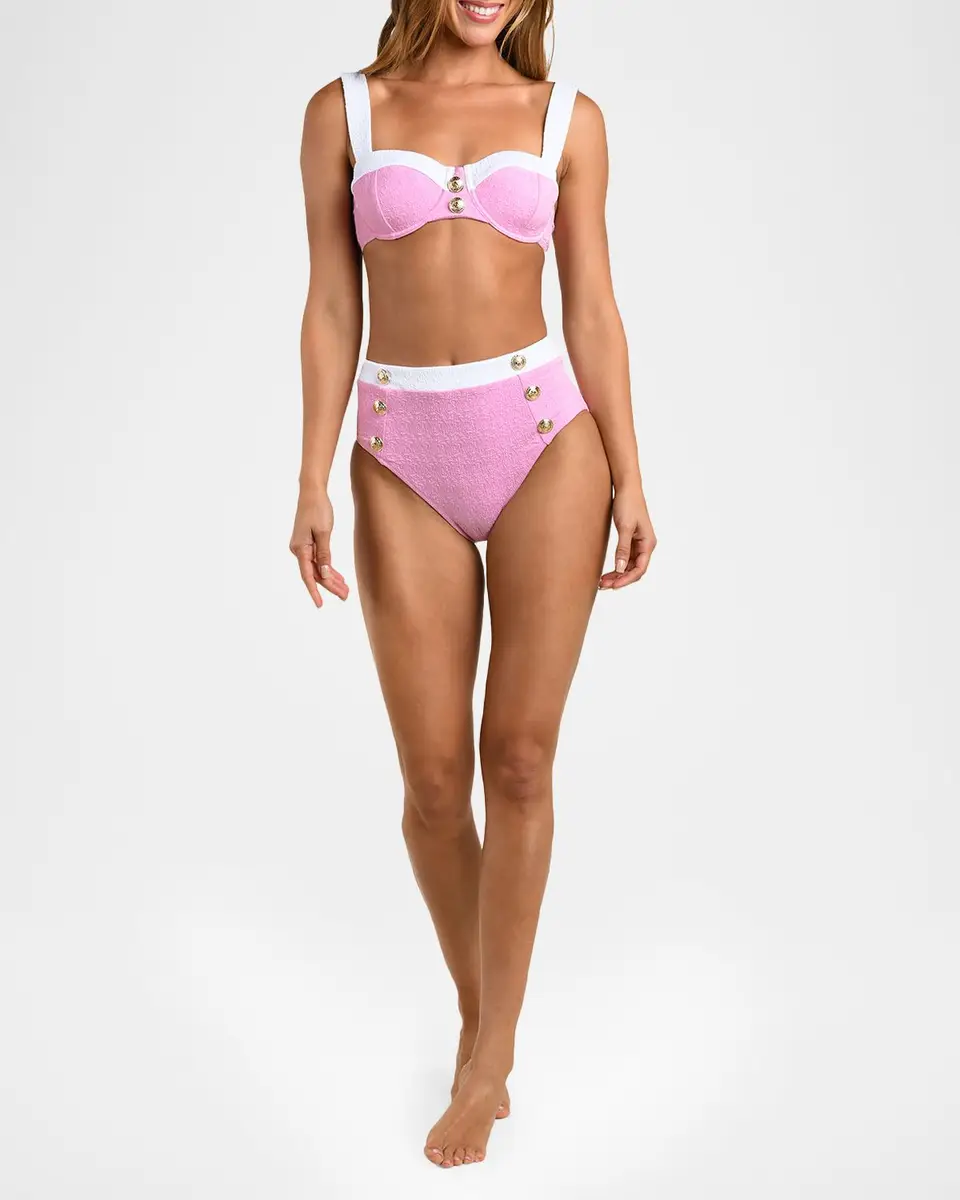 L'Agence Vanessa Colorblock Chic High-Waist Bikini Bottoms | Thumbnail 2