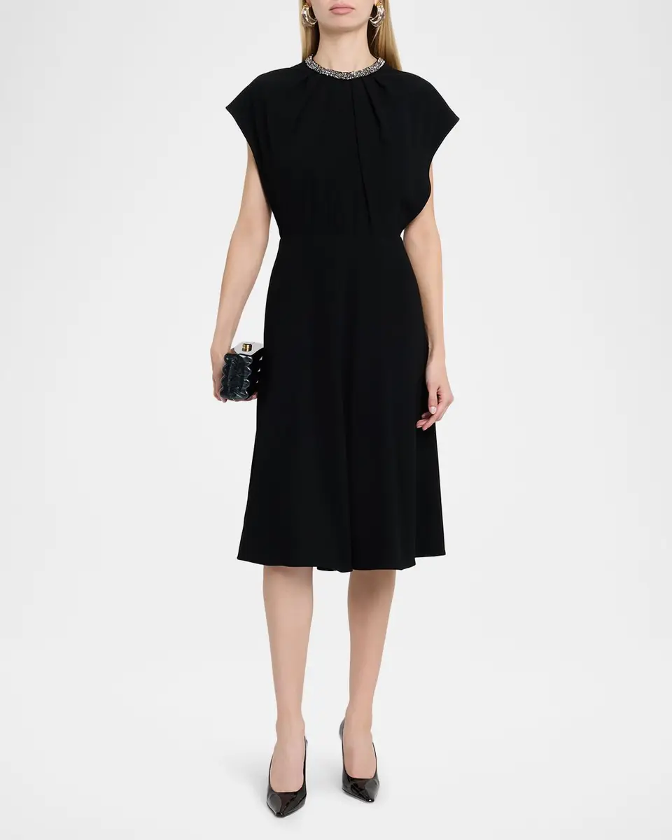 Rickie Freeman for Teri Jon Beaded Crepe A-Line Midi Dress | Thumbnail 2 Rickie Freeman for Teri Jon Beaded Crepe A-Line Midi Dress | Thumbnail 2
