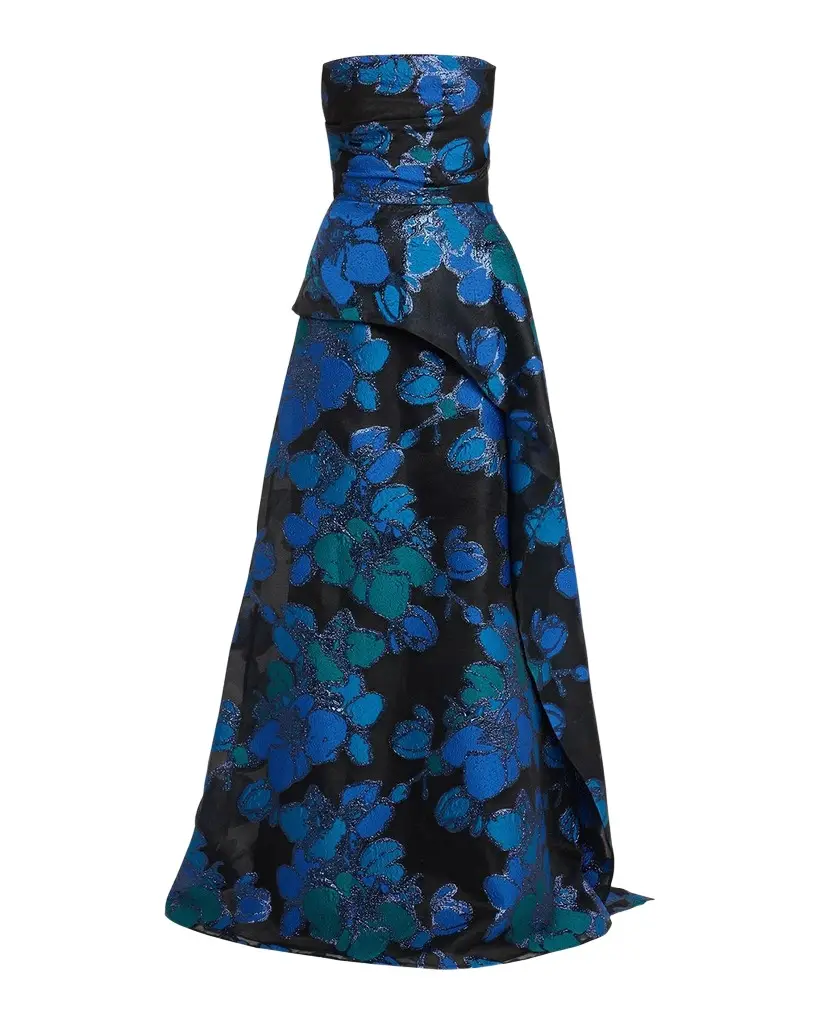Rickie Freeman for Teri Jon Strapless Floral Jacquard Organza Gown | Image 1 Rickie Freeman for Teri Jon Strapless Floral Jacquard Organza Gown | Image 1