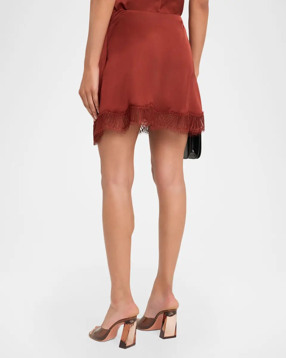 A.L.C. Dion Satin Lace-Trim Mini Skirt | Thumbnail 3 A.L.C. Dion Satin Lace-Trim Mini Skirt | Thumbnail 3
