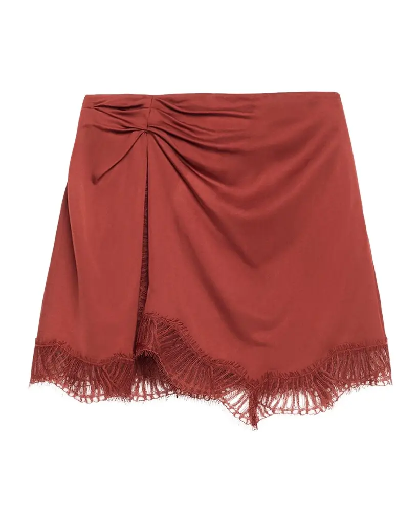 A.L.C. Dion Satin Lace-Trim Mini Skirt | Image 1 A.L.C. Dion Satin Lace-Trim Mini Skirt | Image 1