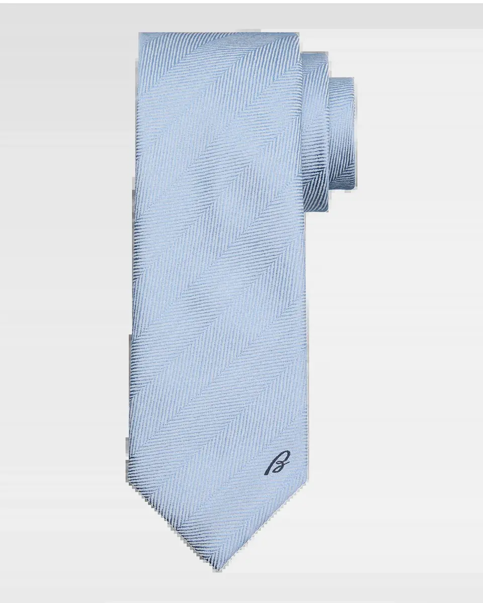Brioni Men's Embroidered Herringbone Silk Tie | Thumbnail 2 Brioni Men's Embroidered Herringbone Silk Tie | Thumbnail 2