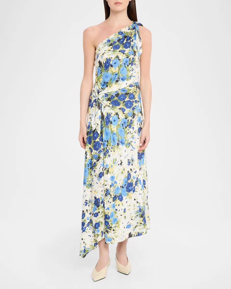 A.L.C. Eliana Floral Satin Draped Dress | Thumbnail 2 A.L.C. Eliana Floral Satin Draped Dress | Thumbnail 2