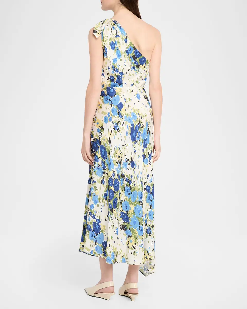 A.L.C. Eliana Floral Satin Draped Dress | Thumbnail 3 A.L.C. Eliana Floral Satin Draped Dress | Thumbnail 3