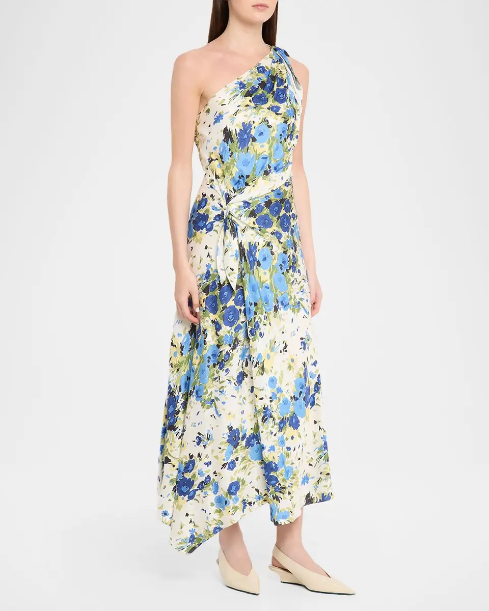 A.L.C. Eliana Floral Satin Draped Dress | Thumbnail 4 A.L.C. Eliana Floral Satin Draped Dress | Thumbnail 4