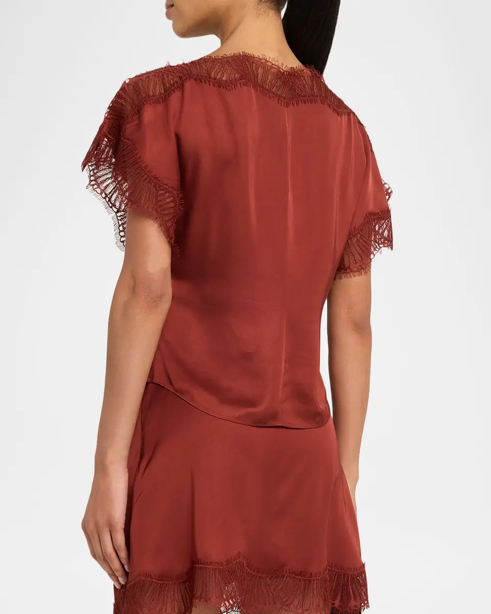 A.L.C. Luna Satin Lace-Trim Top | Thumbnail 3 A.L.C. Luna Satin Lace-Trim Top | Thumbnail 3