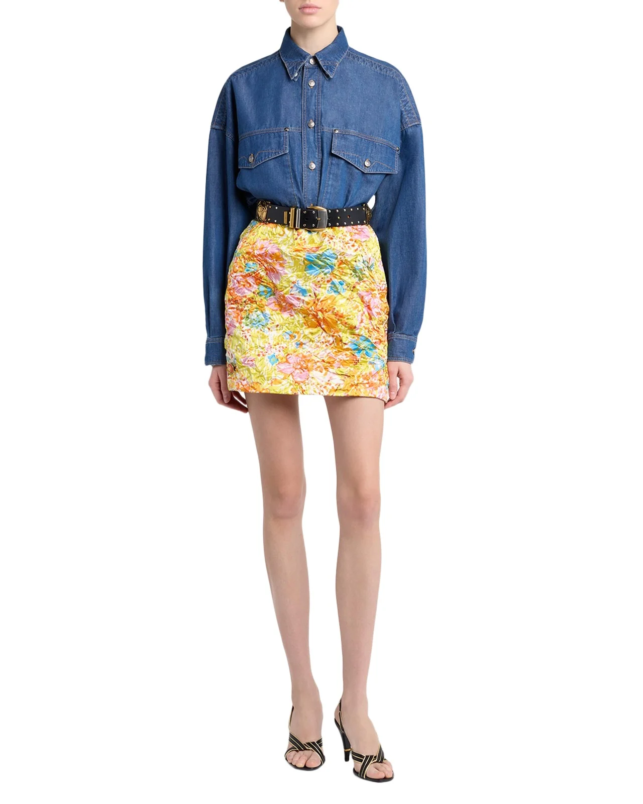 Cropped Long-Sleeve Denim Shirt Cropped Long-Sleeve Denim Shirt