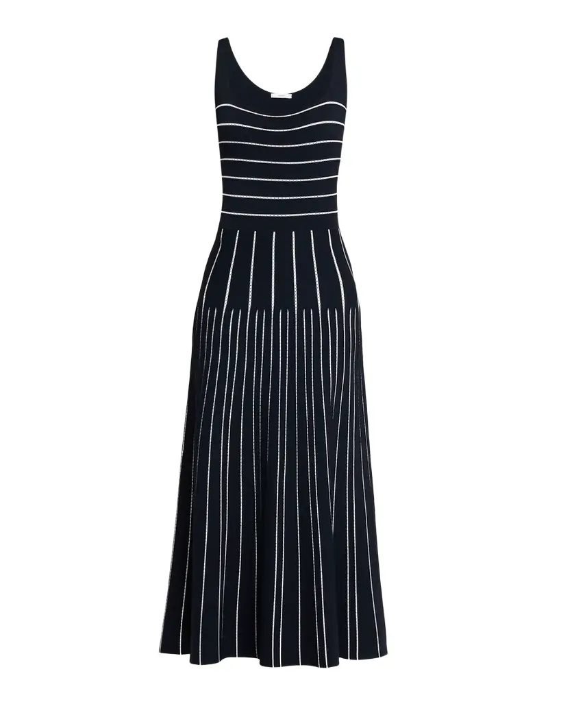 Adam Lippes Gemma Pointelle Striped Knit Sleeveless Maxi Dress | Image 1 Adam Lippes Gemma Pointelle Striped Knit Sleeveless Maxi Dress | Image 1