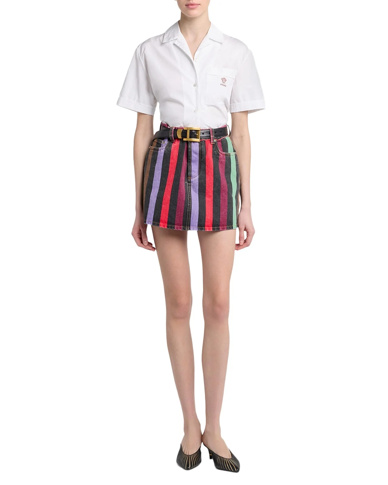 Stripe Denim Mini Skirt Stripe Denim Mini Skirt