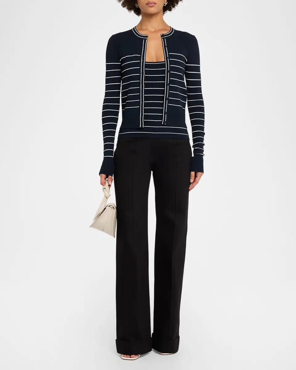 Adam Lippes Aria Pointelle Striped Compact Knit Tank Top | Thumbnail 2