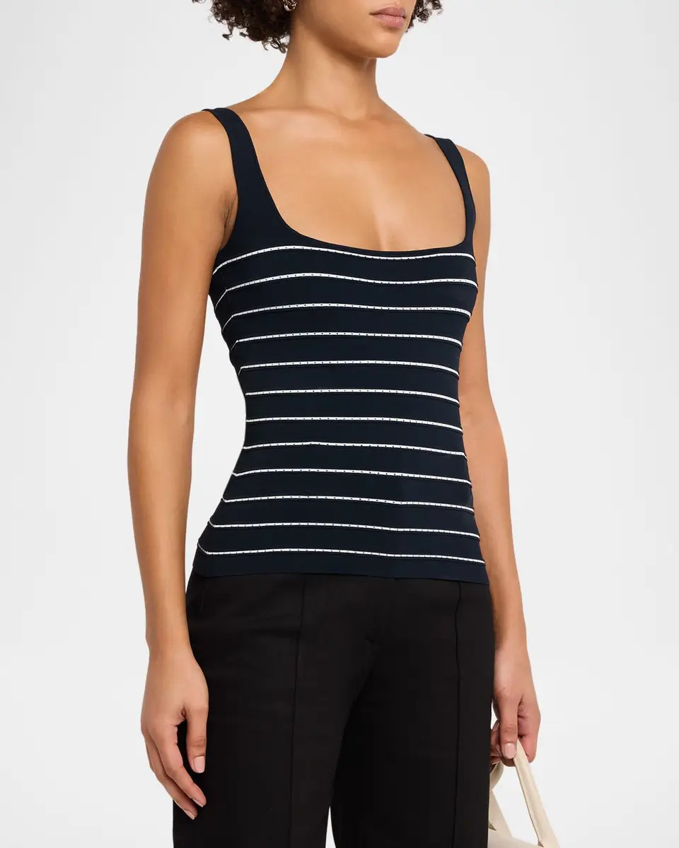 Adam Lippes Aria Pointelle Striped Compact Knit Tank Top | Thumbnail 4