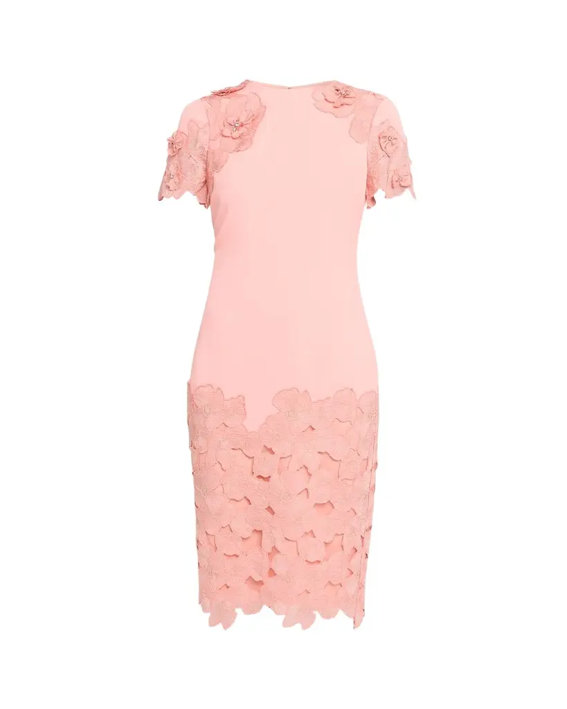 Floral Lace & Crepe Bodycon Dress Floral Lace & Crepe Bodycon Dress