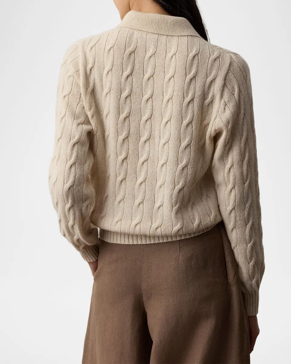 Ralph Lauren Collection Cable-Knit Cashmere Polo Sweater | Thumbnail 2 Ralph Lauren Collection Cable-Knit Cashmere Polo Sweater | Thumbnail 2