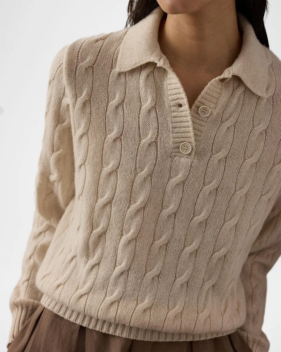 Ralph Lauren Collection Cable-Knit Cashmere Polo Sweater | Thumbnail 4 Ralph Lauren Collection Cable-Knit Cashmere Polo Sweater | Thumbnail 4