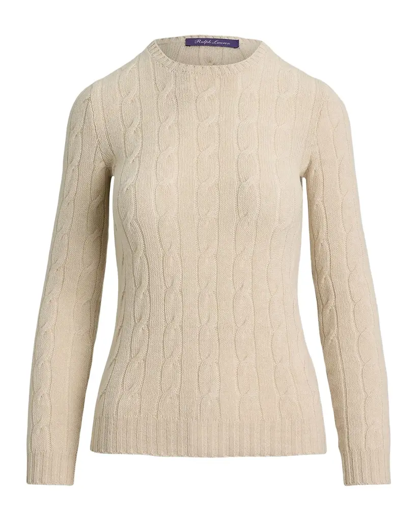 Ralph Lauren Collection Cable-Knit Cashmere Crewneck Sweater | Image 1 Ralph Lauren Collection Cable-Knit Cashmere Crewneck Sweater | Image 1