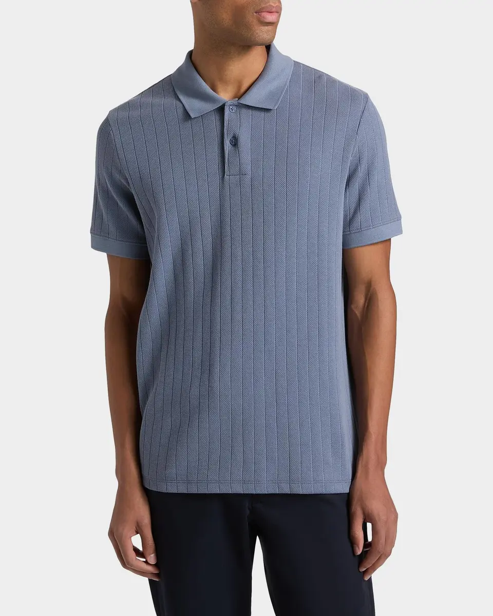 Vince Men's Drop-Needle Stripe Pima Cotton Polo Shirt | Thumbnail 4 Vince Men's Drop-Needle Stripe Pima Cotton Polo Shirt | Thumbnail 4