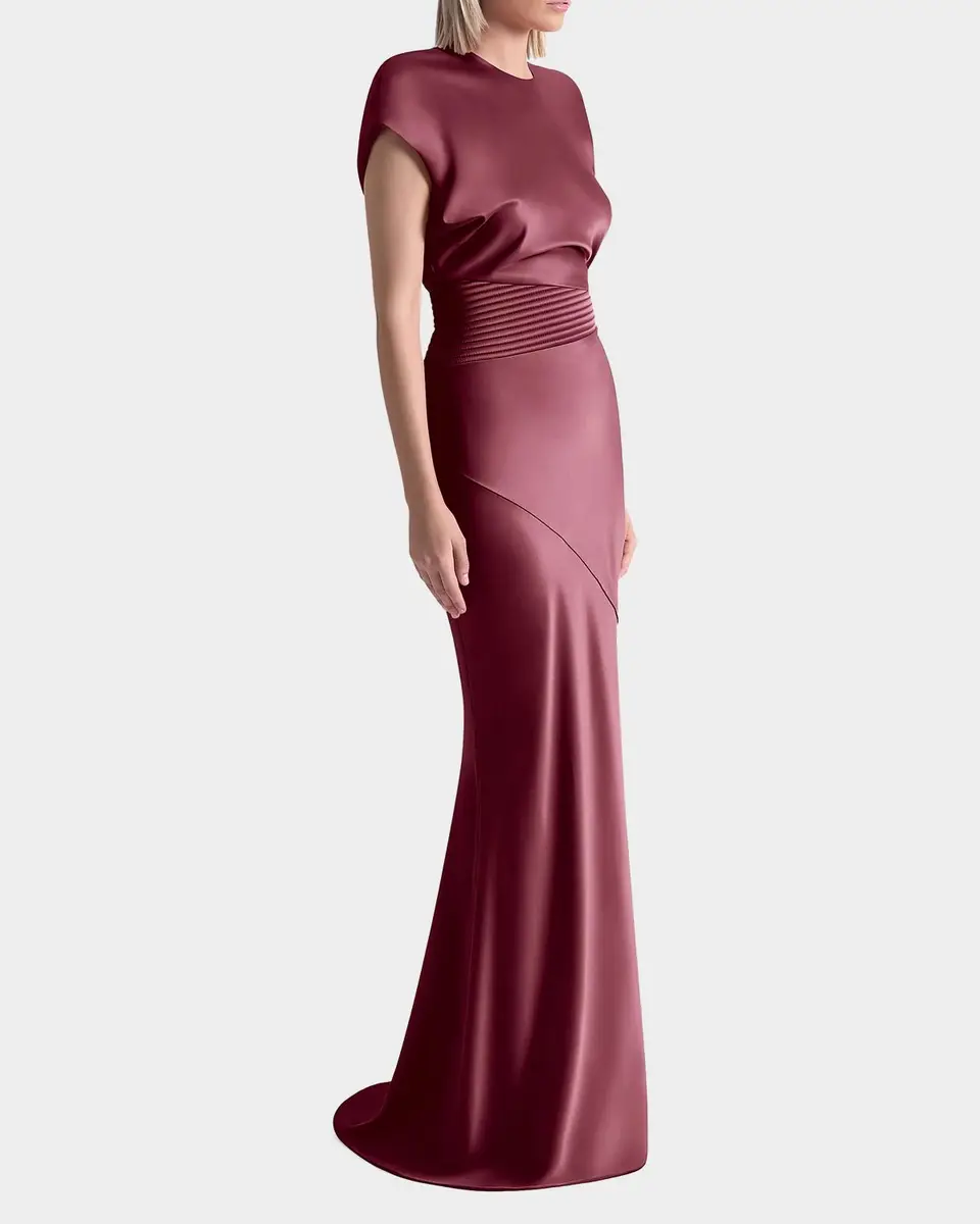 Zhivago Bond Draped Stretch Satin Mermaid Gown | Thumbnail 4 Zhivago Bond Draped Stretch Satin Mermaid Gown | Thumbnail 4