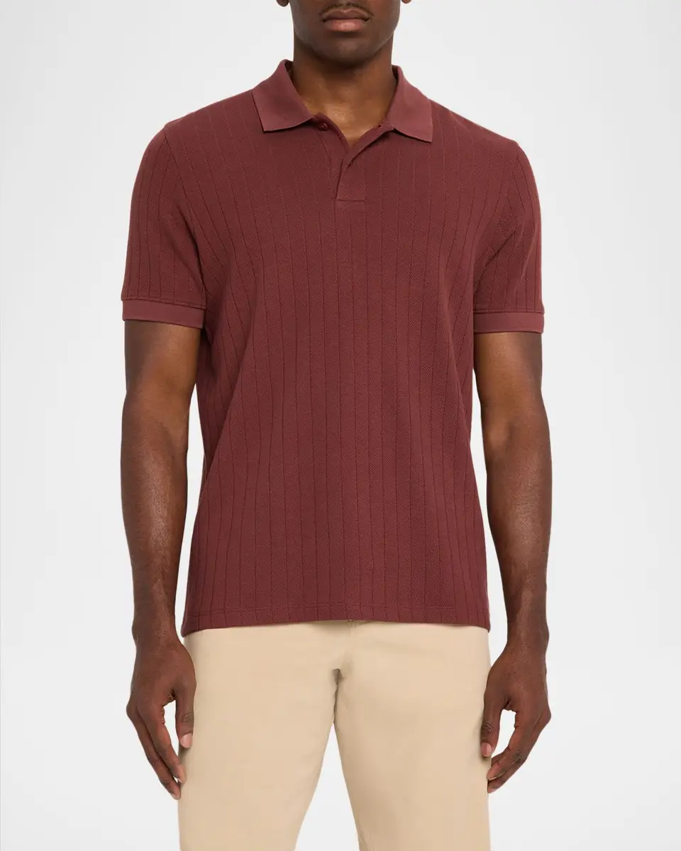 Vince Men's Drop-Needle Stripe Pima Cotton Polo Shirt | Thumbnail 4 Vince Men's Drop-Needle Stripe Pima Cotton Polo Shirt | Thumbnail 4