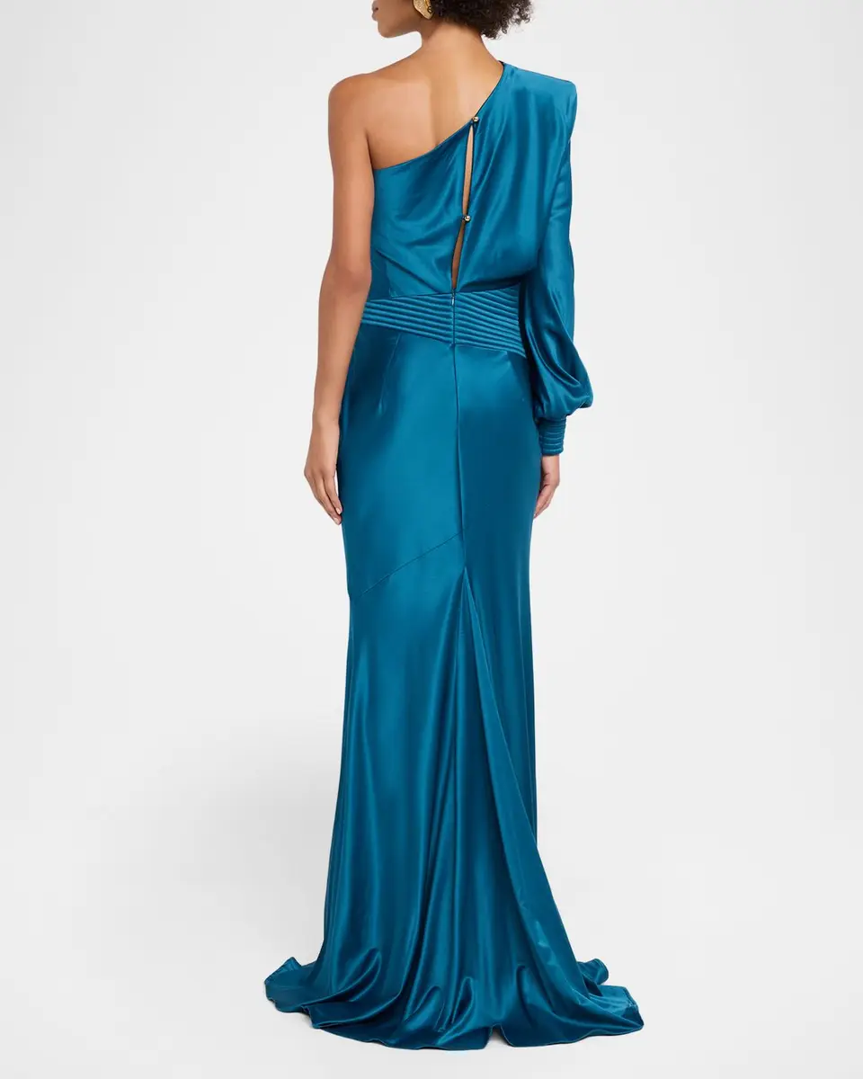 Zhivago Don 't Look Now Draped One-Shoulder Satin Gown | Thumbnail 3 Zhivago Don 't Look Now Draped One-Shoulder Satin Gown | Thumbnail 3