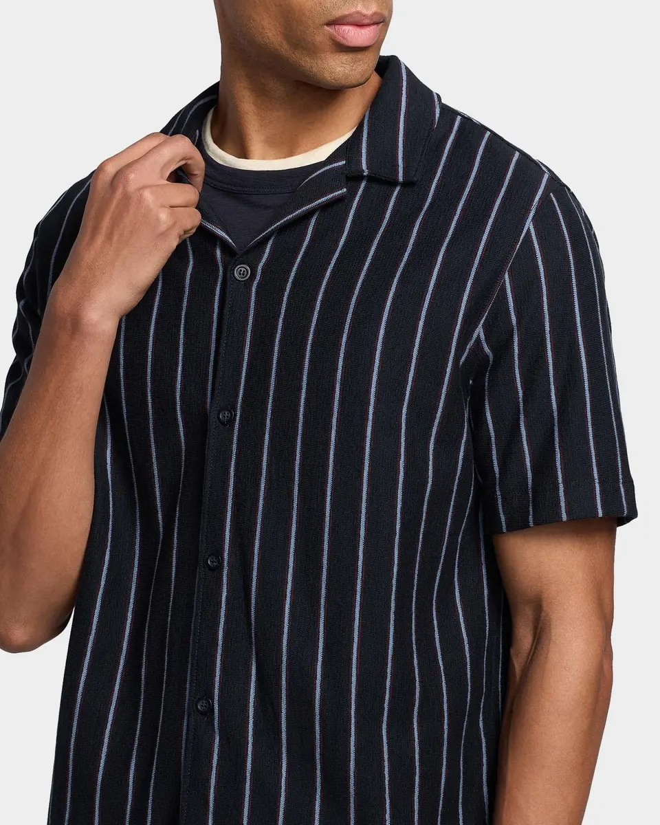 Vince Men's Stripe Terry Short-Sleeve Shirt | Thumbnail 5 Vince Men's Stripe Terry Short-Sleeve Shirt | Thumbnail 5