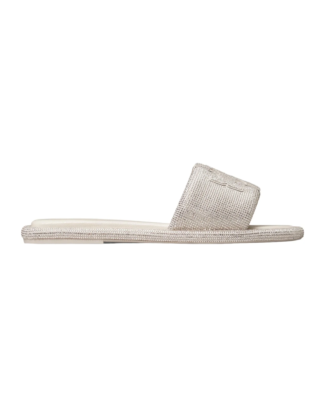 Tory Burch Double T Pave Leather Slide Sandals