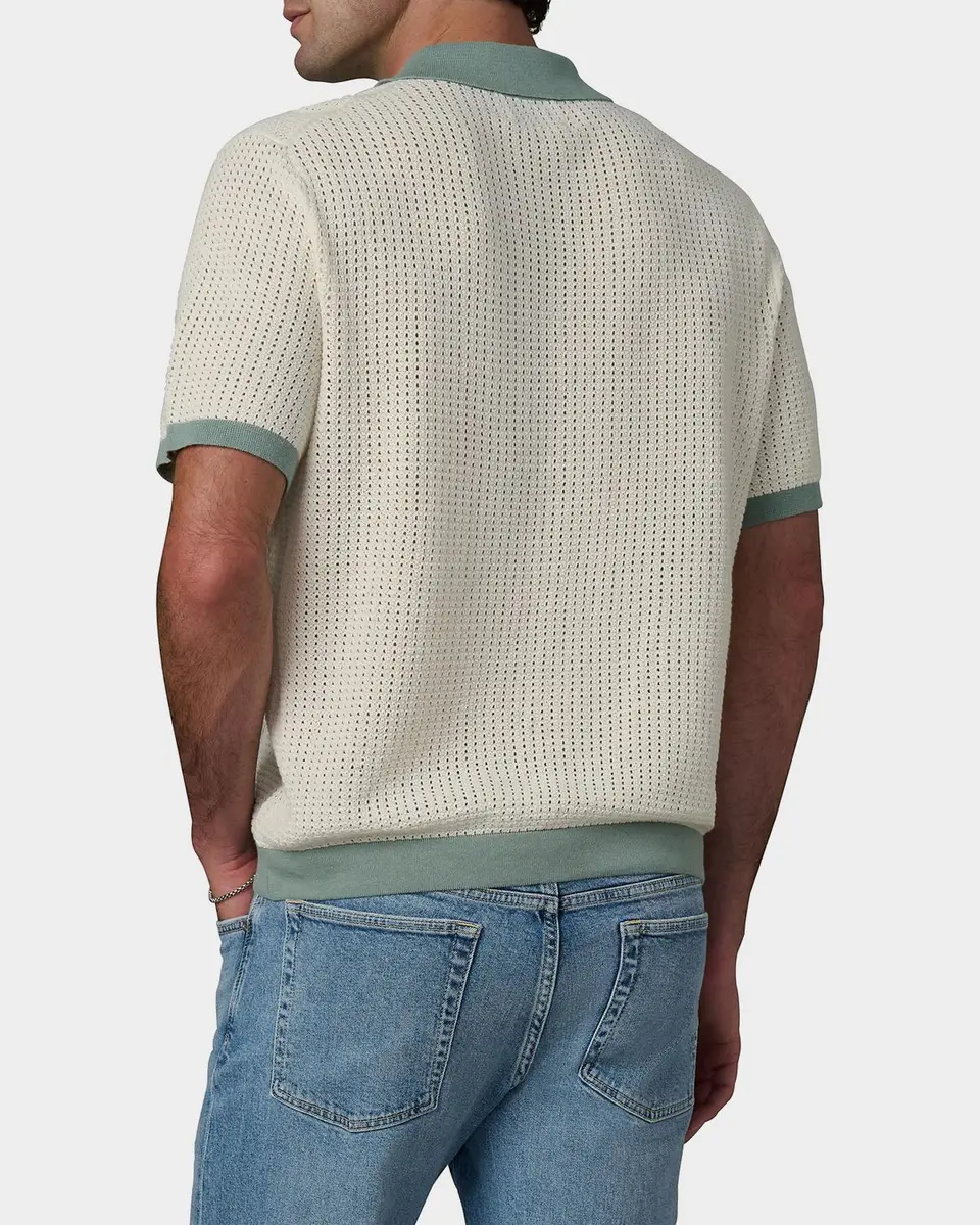 Joe's Jeans Men's Contrast-Trim Cotton and Linen Crochet Short-Sleeve Shirt | Thumbnail 3 Joe's Jeans Men's Contrast-Trim Cotton and Linen Crochet Short-Sleeve Shirt | Thumbnail 3