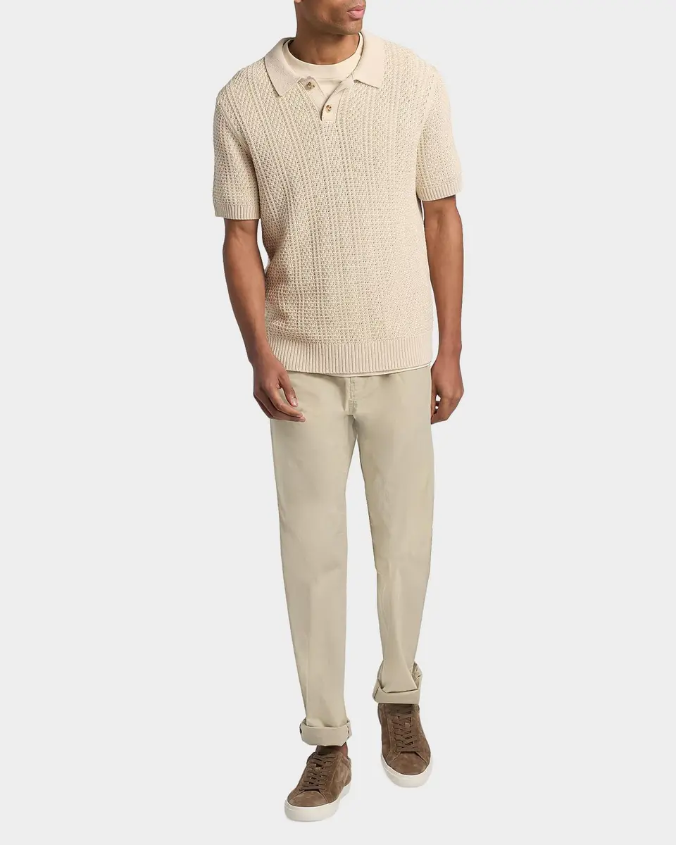 Vince Men's Cotton Seed Stitch Rib Polo Shirt | Thumbnail 2 Vince Men's Cotton Seed Stitch Rib Polo Shirt | Thumbnail 2