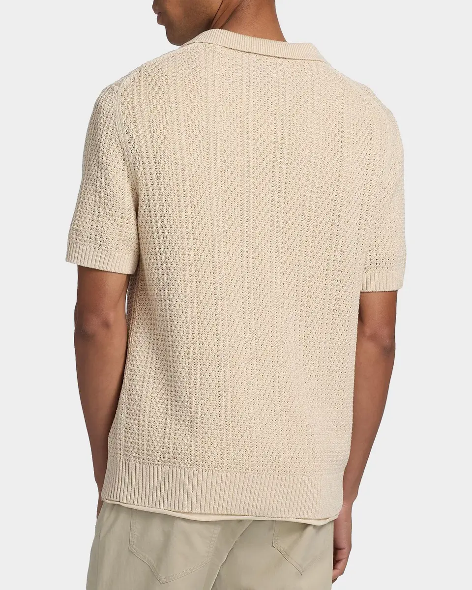 Vince Men's Cotton Seed Stitch Rib Polo Shirt | Thumbnail 3 Vince Men's Cotton Seed Stitch Rib Polo Shirt | Thumbnail 3