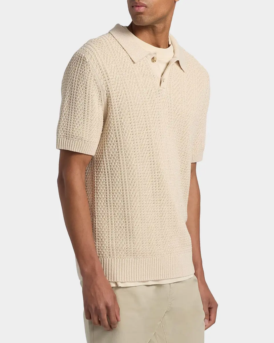 Vince Men's Cotton Seed Stitch Rib Polo Shirt | Thumbnail 7 Vince Men's Cotton Seed Stitch Rib Polo Shirt | Thumbnail 7