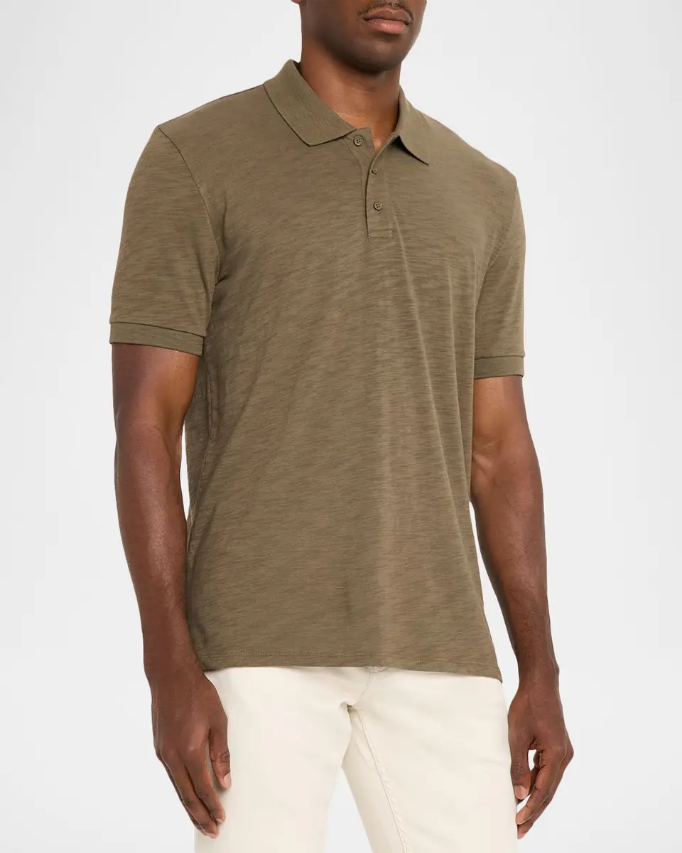 Vince Men's Cotton Heathered Polo Shirt | Thumbnail 4 Vince Men's Cotton Heathered Polo Shirt | Thumbnail 4