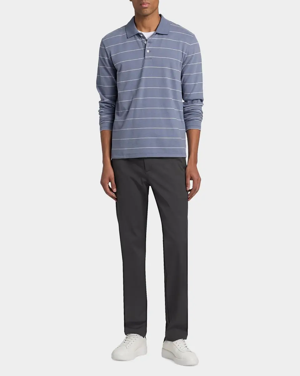 Vince Men's Pencil Stripe Long-Sleeve Polo Shirt | Thumbnail 2