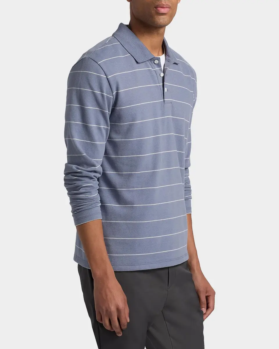 Vince Men's Pencil Stripe Long-Sleeve Polo Shirt | Thumbnail 7
