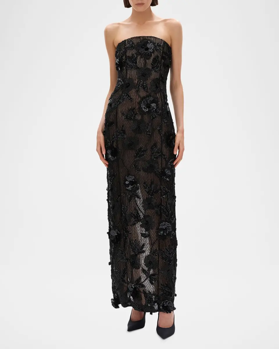 RACHEL GILBERT Pierre Strapless Embroidered Tulle Column Gown | Thumbnail 2 RACHEL GILBERT Pierre Strapless Embroidered Tulle Column Gown | Thumbnail 2