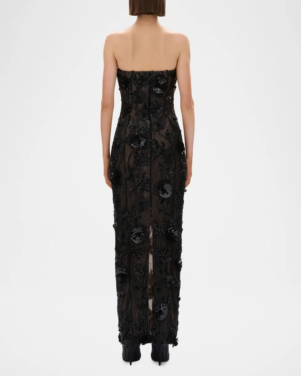 RACHEL GILBERT Pierre Strapless Embroidered Tulle Column Gown | Thumbnail 3 RACHEL GILBERT Pierre Strapless Embroidered Tulle Column Gown | Thumbnail 3