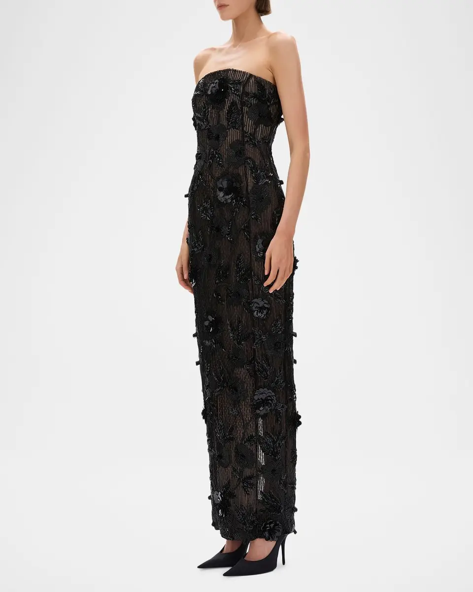 RACHEL GILBERT Pierre Strapless Embroidered Tulle Column Gown | Thumbnail 4 RACHEL GILBERT Pierre Strapless Embroidered Tulle Column Gown | Thumbnail 4