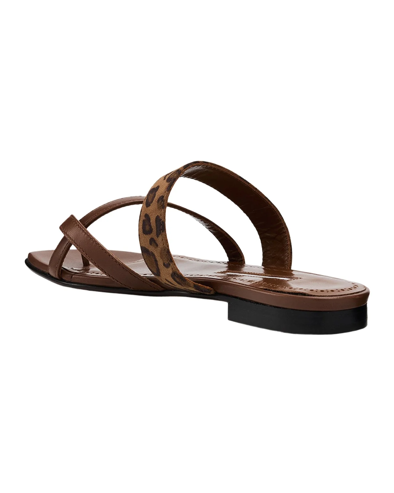 Susa Leather and Leopard-Printed Suede Crisscross Flat Sandals Susa Leather and Leopard-Printed Suede Crisscross Flat Sandals