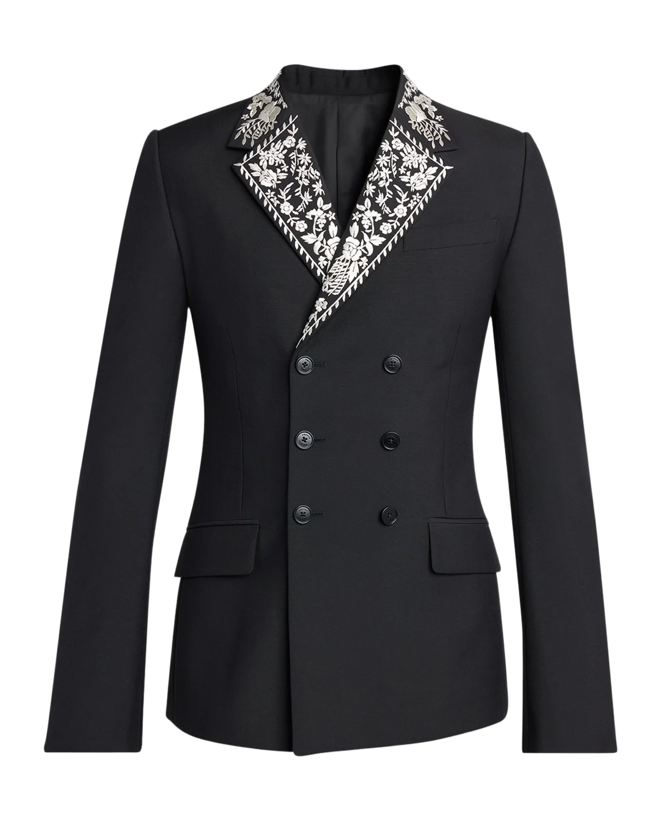 Men's Wool Embroidered-Lapel Double-Breasted Dinner Jacket Men's Wool Embroidered-Lapel Double-Breasted Dinner Jacket