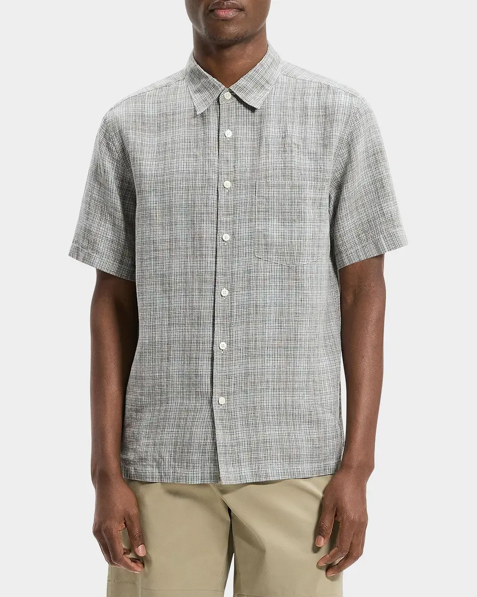 Theory Men's Irving Plaid Linen Shirt | Thumbnail 4 Theory Men's Irving Plaid Linen Shirt | Thumbnail 4