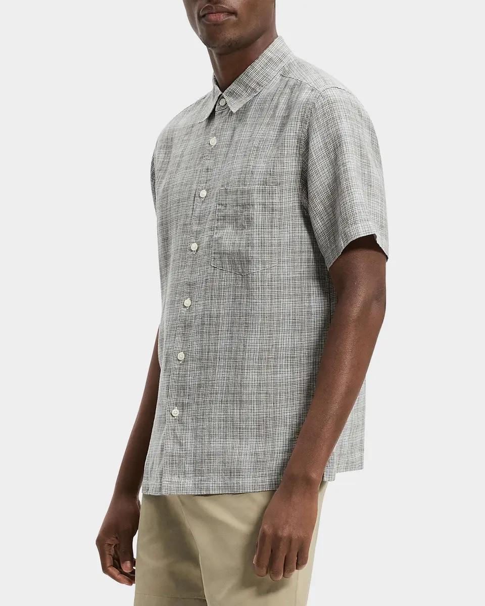 Theory Men's Irving Plaid Linen Shirt | Thumbnail 5 Theory Men's Irving Plaid Linen Shirt | Thumbnail 5